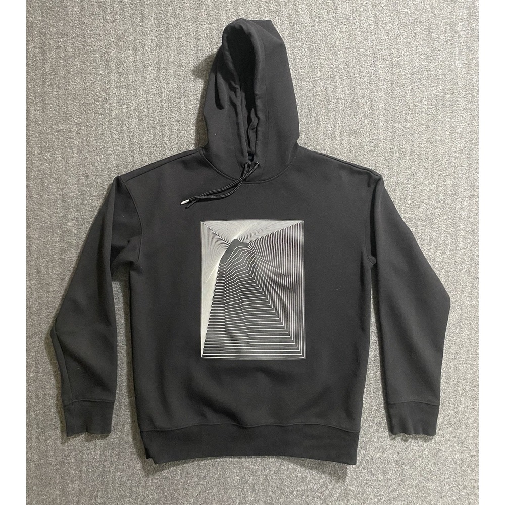 H&M Mens Black Graphic Sweatshirt Hoodie Minimalist Modern XS 05916317
